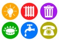 Utilities icons in flat style: water, gas, lighting, heating, phone, waste Ã¢â¬â vector